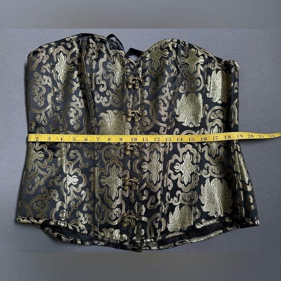 Gold and black brocade overbust corset - Picture 9 of 9